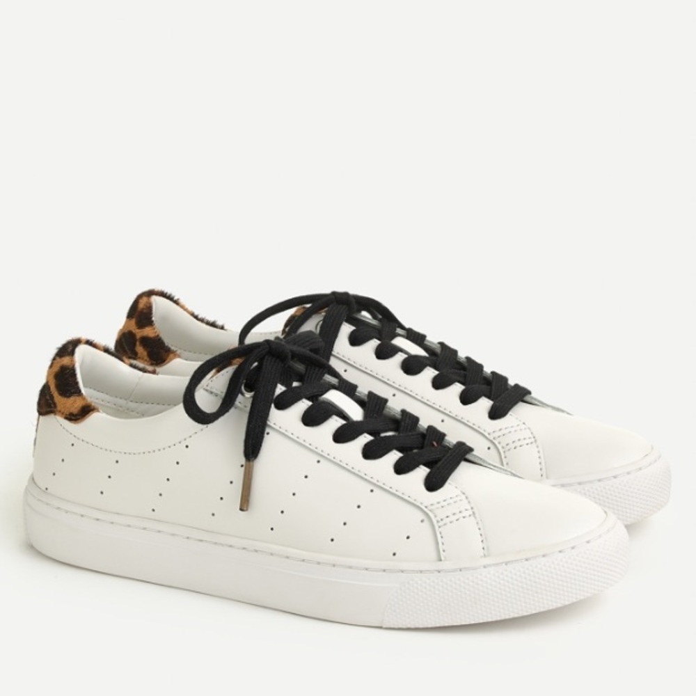 J crew Saturday sneaker leopard calf hair LEFT